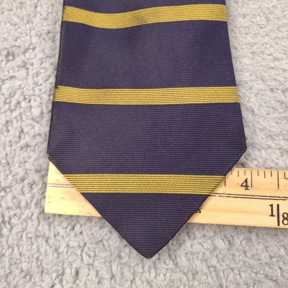 Villa‎ Bugatti Tie Necktie Mens Blue Gold Striped Italian Silk Made In USA